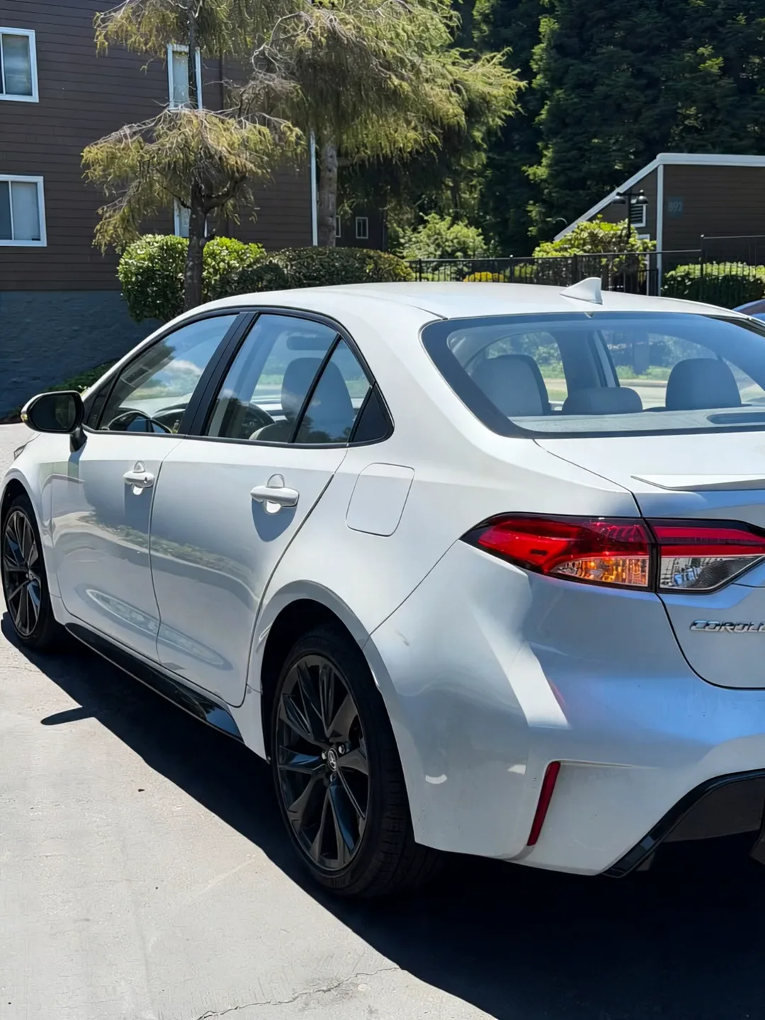 Toyota Corolla blanco con ventanas polarizadas por JR Tint